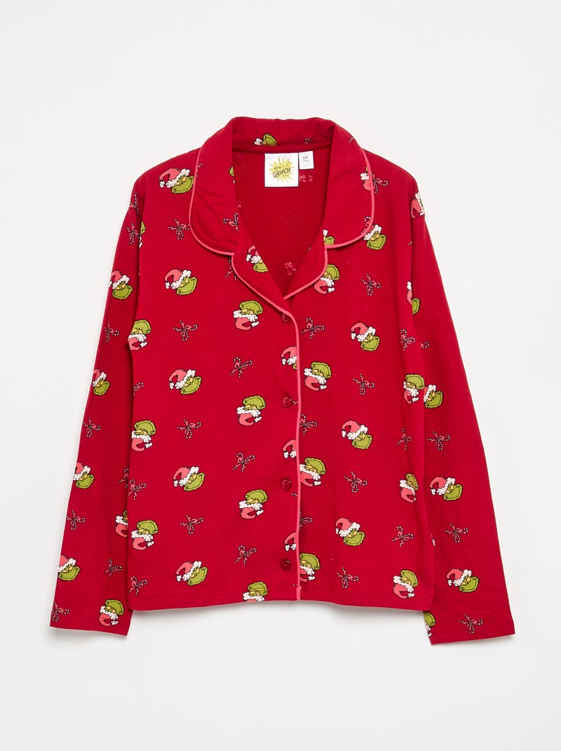 Pyjama 'Grinch' 2 pièces - Veste + pantalon Rouge - Kiabi