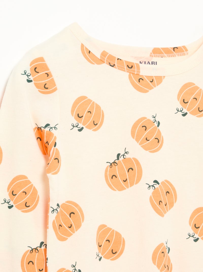 Pyjama 'Halloween' 2 pièces - T-shirt à manches longues + pantalon Beige - Kiabi