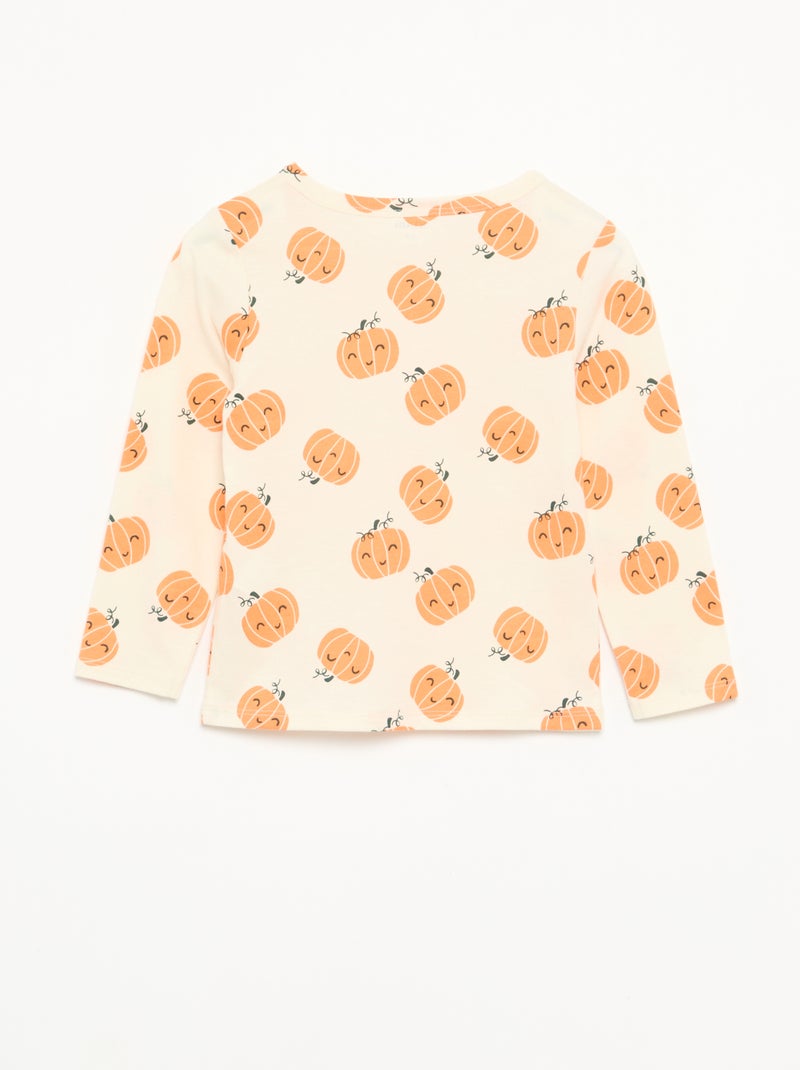 Pyjama 'Halloween' 2 pièces - T-shirt à manches longues + pantalon Beige - Kiabi