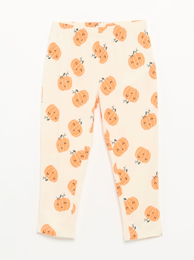 Pyjama 'Halloween' 2 pièces - T-shirt à manches longues + pantalon Beige - Kiabi