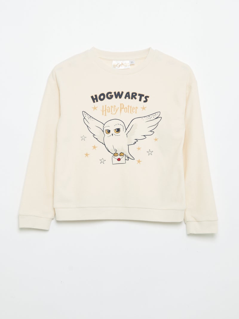 Pyjama 'Harry Potter' 2 pièces en polaire - T-shirt à manches longues + pantalon Ecru - Kiabi