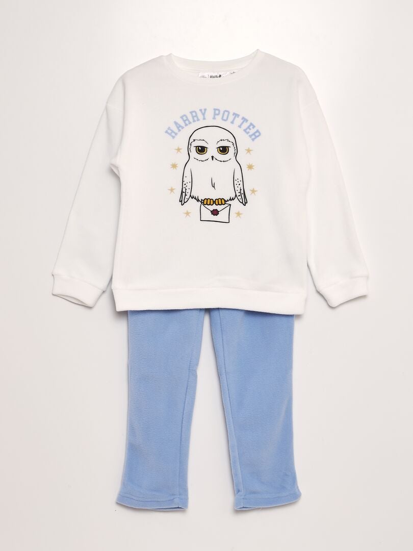 Pyjama 'Harry Potter' en polaire t-shirt + pantalon - 2 pièces Blanc - Kiabi