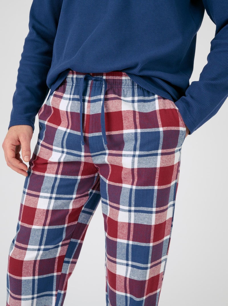 Pyjama haut nid d'abeille et bas flanelle - Damart Bleu - Kiabi