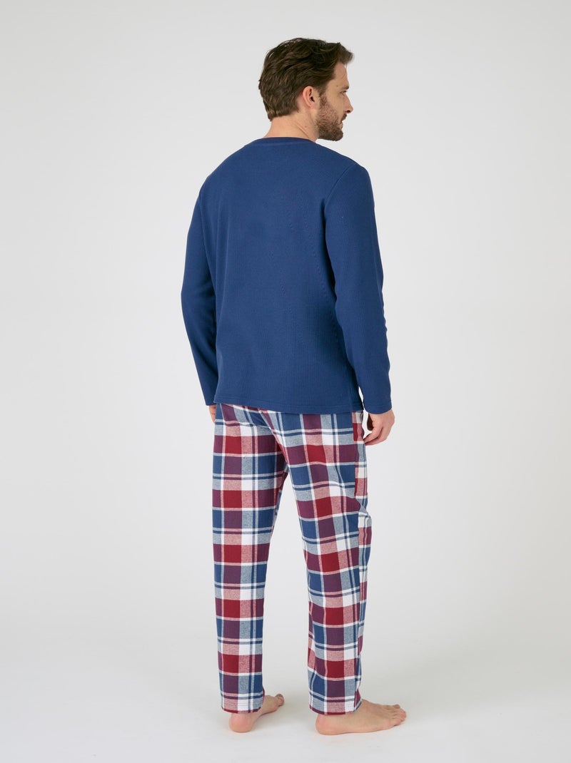 Pyjama haut nid d'abeille et bas flanelle - Damart Bleu - Kiabi