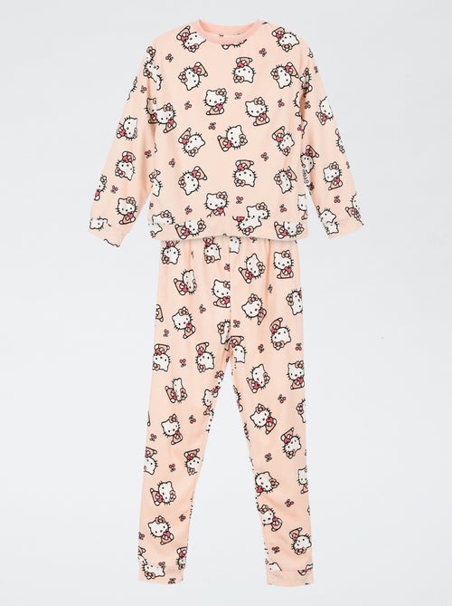 Pyjama 'Hello Kitty' 2 pièces - T-shirt à manches longues + pantalon - Kiabi