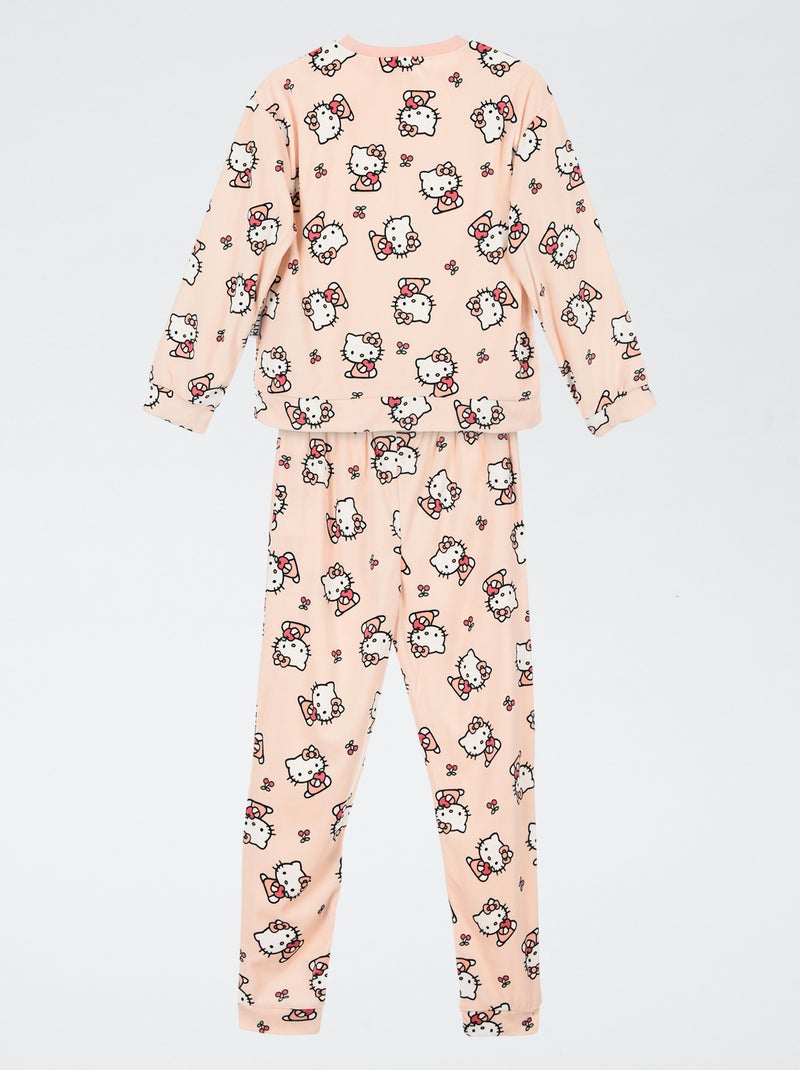 Pyjama 'Hello Kitty' 2 pièces - T-shirt à manches longues + pantalon Rose - Kiabi