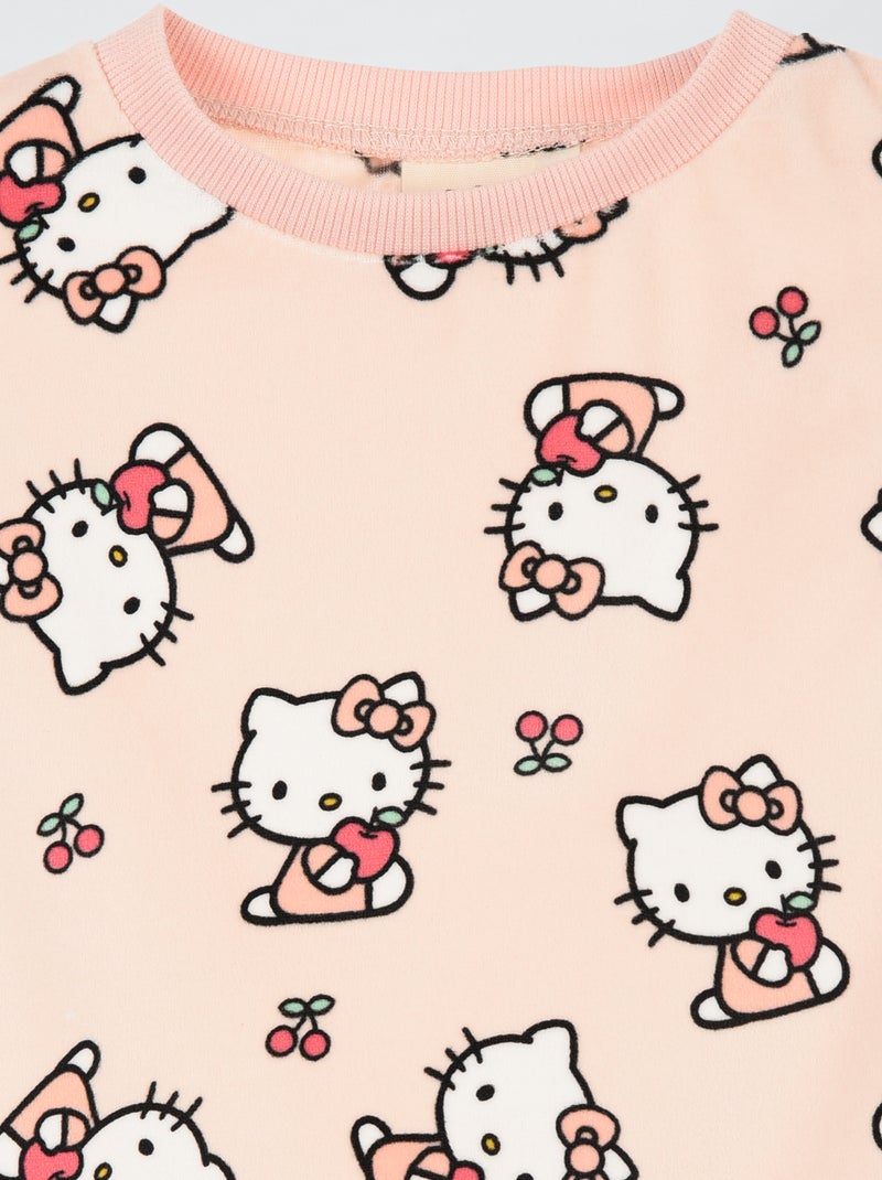 Pyjama 'Hello Kitty' 2 pièces - T-shirt à manches longues + pantalon Rose - Kiabi