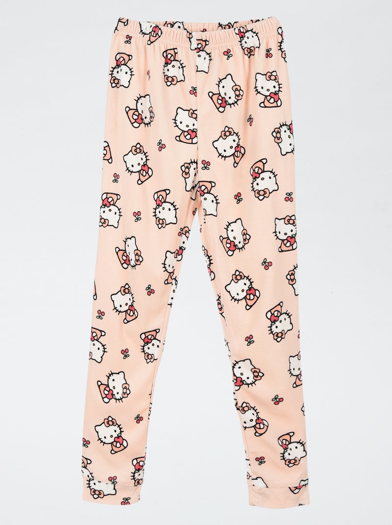 Pyjama 'Hello Kitty' 2 pièces - T-shirt à manches longues + pantalon Rose - Kiabi