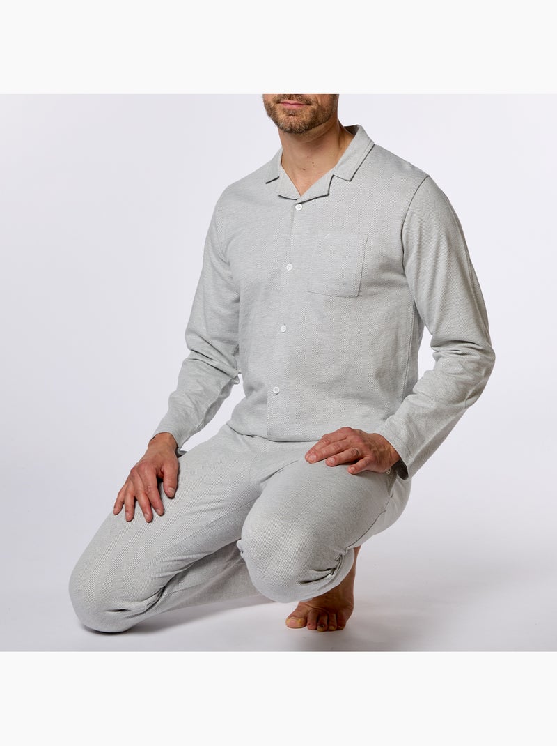 Pyjama   herringbone gris - hechter Gris clair - Kiabi