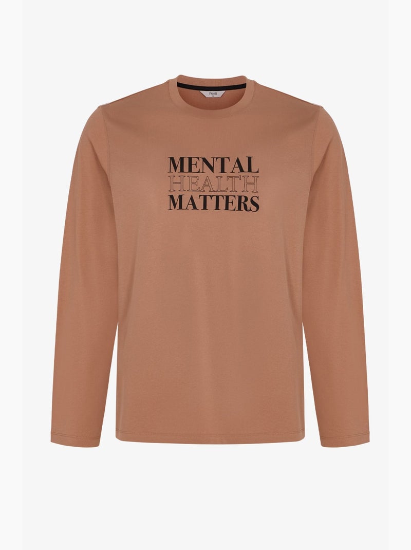 Pyjama homme clear mind à motif géométrique, pantalon, manches longues penti Camel - Kiabi