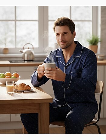 Pyjama Homme Hiver Polaire boutonné C2529