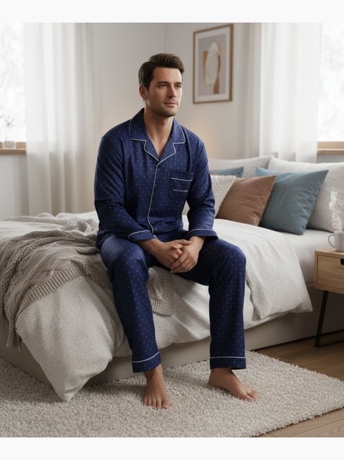 Pyjama Homme Hiver Polaire boutonné C2529 - Kiabi