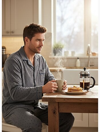 Pyjama Homme Hiver Polaire boutonné C2529