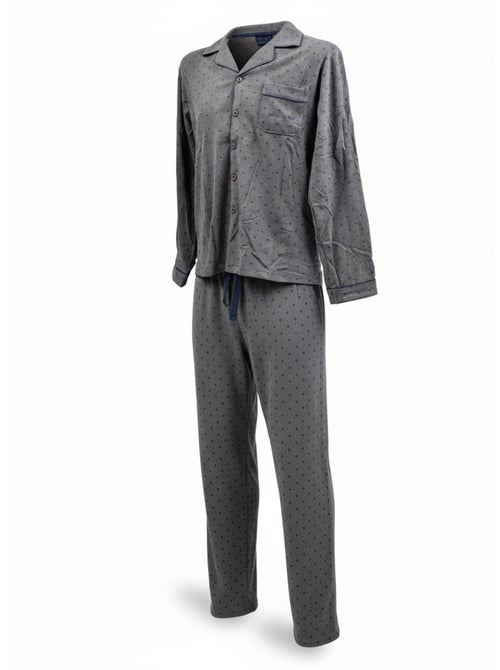 Pyjama Homme Hiver Polaire boutonné C2529 - Kiabi