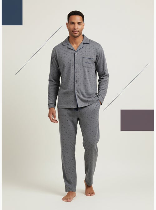 Pyjama Homme Hiver Polaire boutonné C2529 - Kiabi