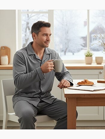 Pyjama Homme Hiver Polaire boutonné C2530