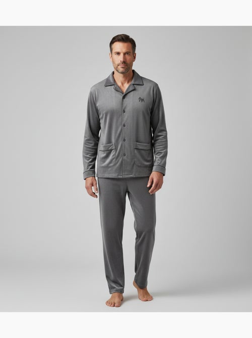 Pyjama Homme Hiver Polaire boutonné C2530 - Kiabi