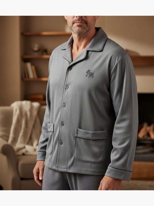 Pyjama Homme Hiver Polaire boutonné C2530 - Kiabi