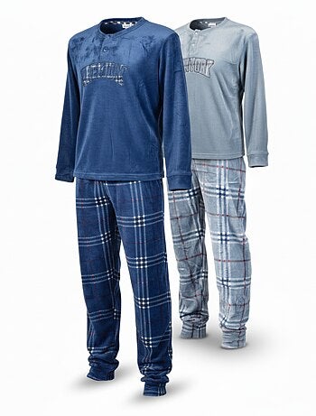 Pyjama Homme Hiver Polaire Doux 7007 Pack de 2
