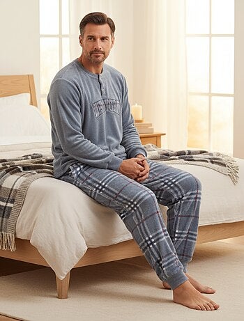 Pyjama Homme Hiver Polaire Doux 7007 Pack de 2