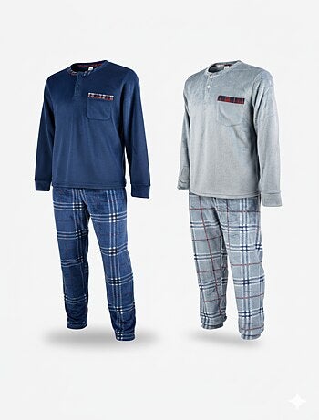 Pyjama Homme Hiver Polaire Doux 7008 ECOSSAIS Pack de 2