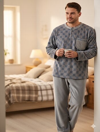 Pyjama Homme Hiver Polaire Doux imprimé LOSANGE