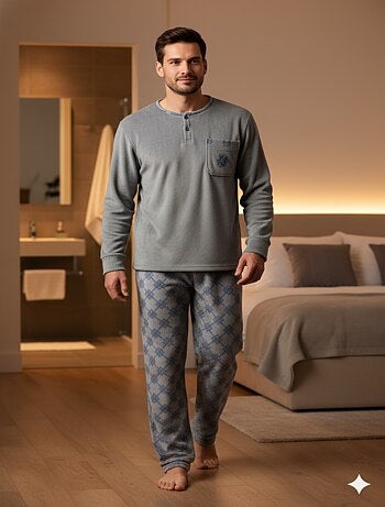 Pyjama Homme Hiver Polaire Doux imprimé LOSANGE Pack de 2