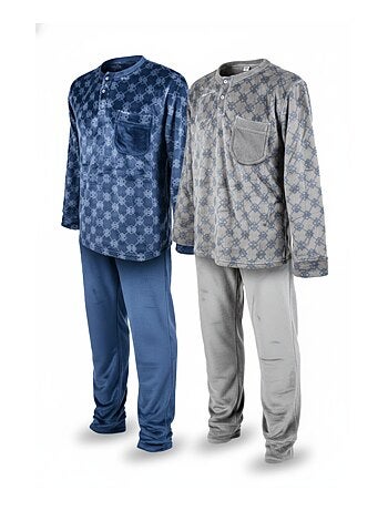 Pyjama Homme Hiver Polaire Doux imprimé LOSANGE Pack de 2