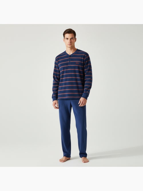Pyjama Homme Hiver Polaire Doux RAYURE Z2654 - Kiabi
