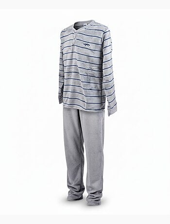Pyjama Homme Hiver Polaire Doux RAYURE Z2654