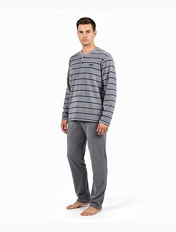 Pyjama Homme Hiver Polaire Doux RAYURE Z2654