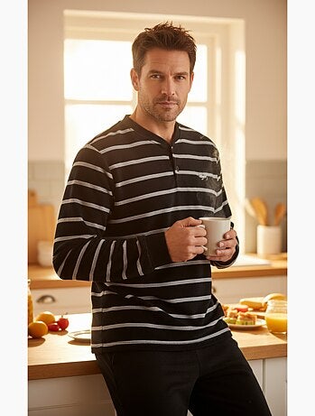 Pyjama Homme Hiver Polaire Doux RAYURE Z2654