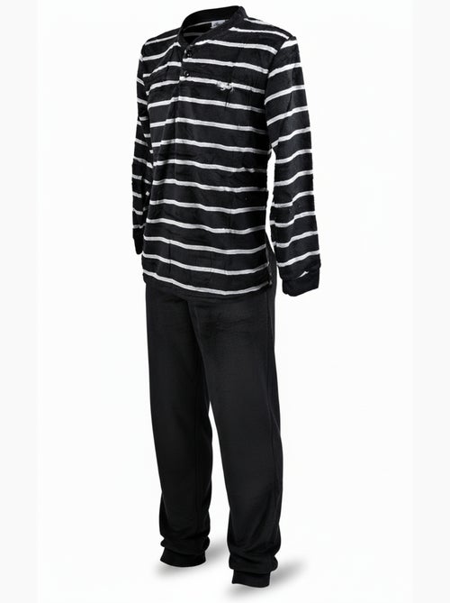 Pyjama Homme Hiver Polaire Doux RAYURE Z2654 - Kiabi
