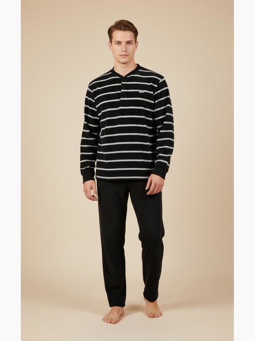 Pyjama Homme Hiver Polaire Doux RAYURE Z2654 - Kiabi