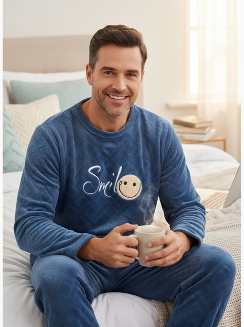 Pyjama Homme Hiver Polaire Doux SMILE - Kiabi