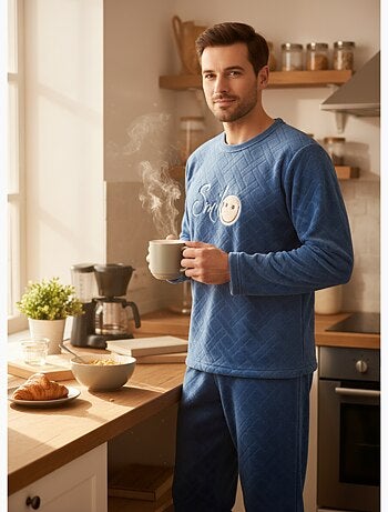 Pyjama Homme Hiver Polaire Doux SMILE Pack de 2