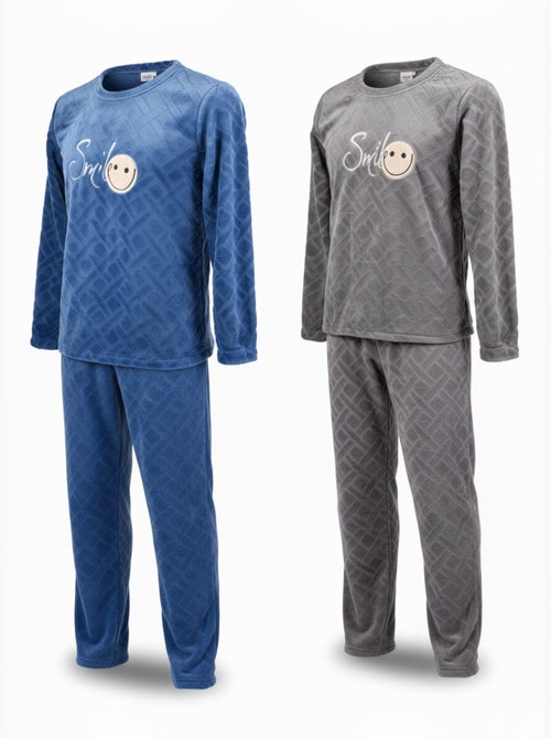 Pyjama Homme Hiver Polaire Doux SMILE Pack de 2 - Kiabi