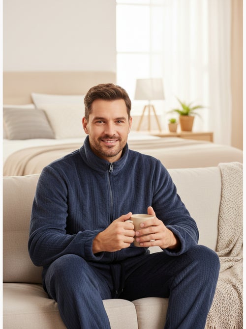 Pyjama Homme Hiver Polaire Doux ZIP - Kiabi