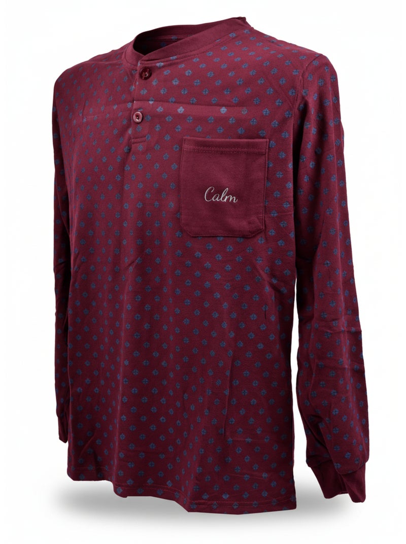 Pyjama Homme Hiver Polaire Premium CALM Z2550 Bordeaux - Kiabi