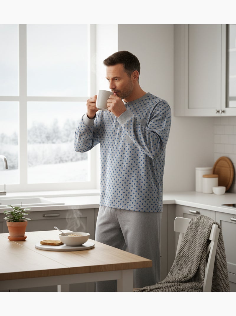 Pyjama Homme Hiver Polaire Premium CALM Z2550 Gris - Kiabi