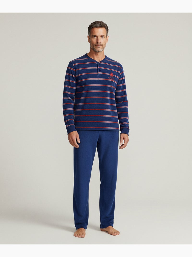 Pyjama Homme Hiver Polaire SECRET CLUB Z2653 Bleu marine - Kiabi