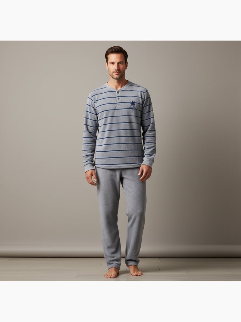 Pyjama Homme Hiver Polaire SECRET CLUB Z2653 Gris - Kiabi