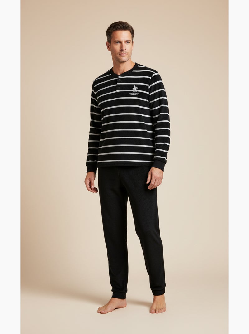 Pyjama Homme Hiver Polaire SECRET CLUB Z2653 Noir - Kiabi