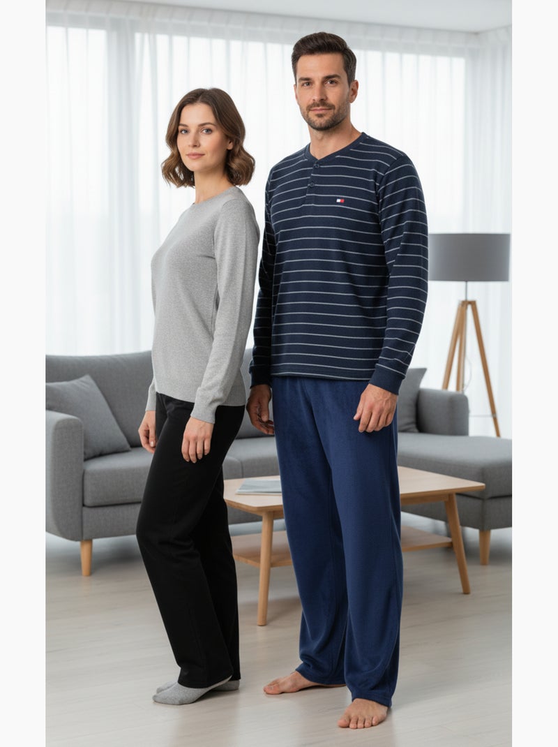 Pyjama Homme Hiver Polaire ULTRA Doux Z2655 Bleu marine - Kiabi