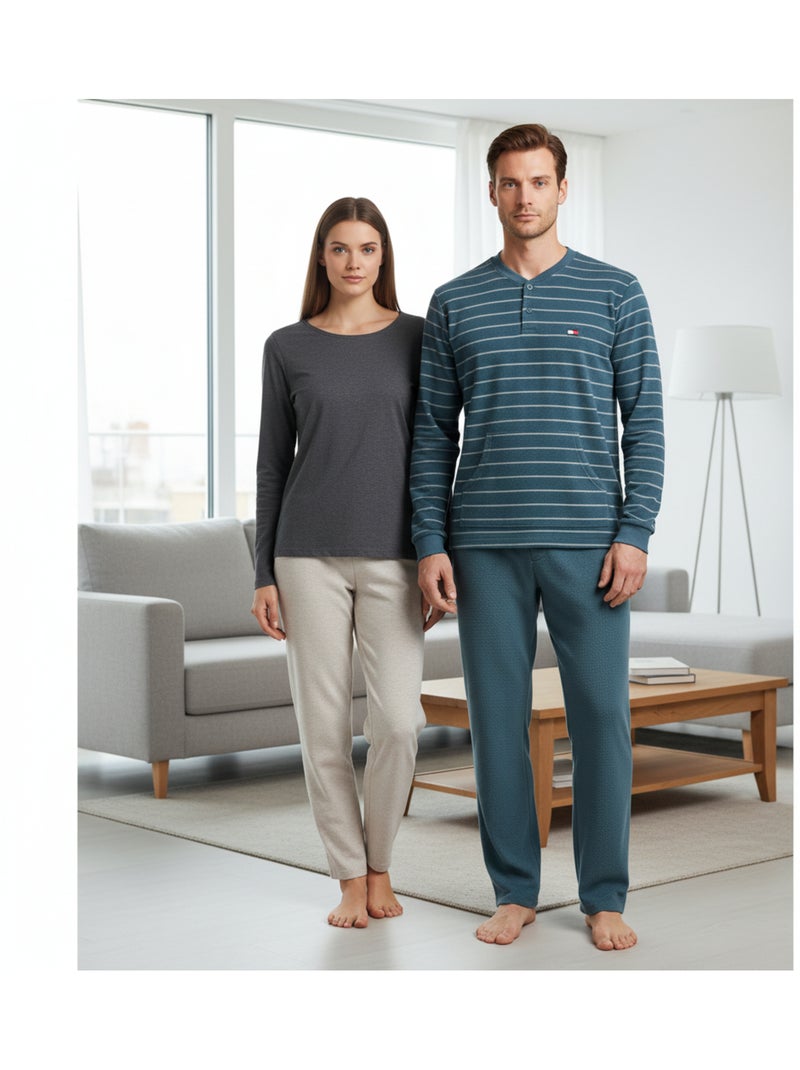 Pyjama Homme Hiver Polaire ULTRA Doux Z2655 Vert kaki - Kiabi