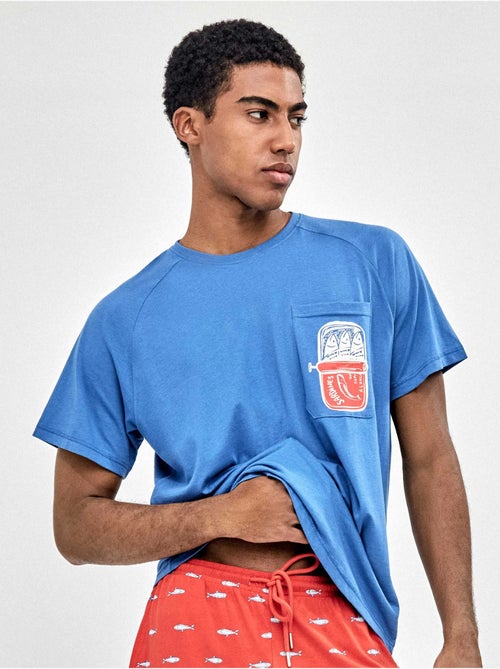 Pyjama homme imprimé marine - Kiabi