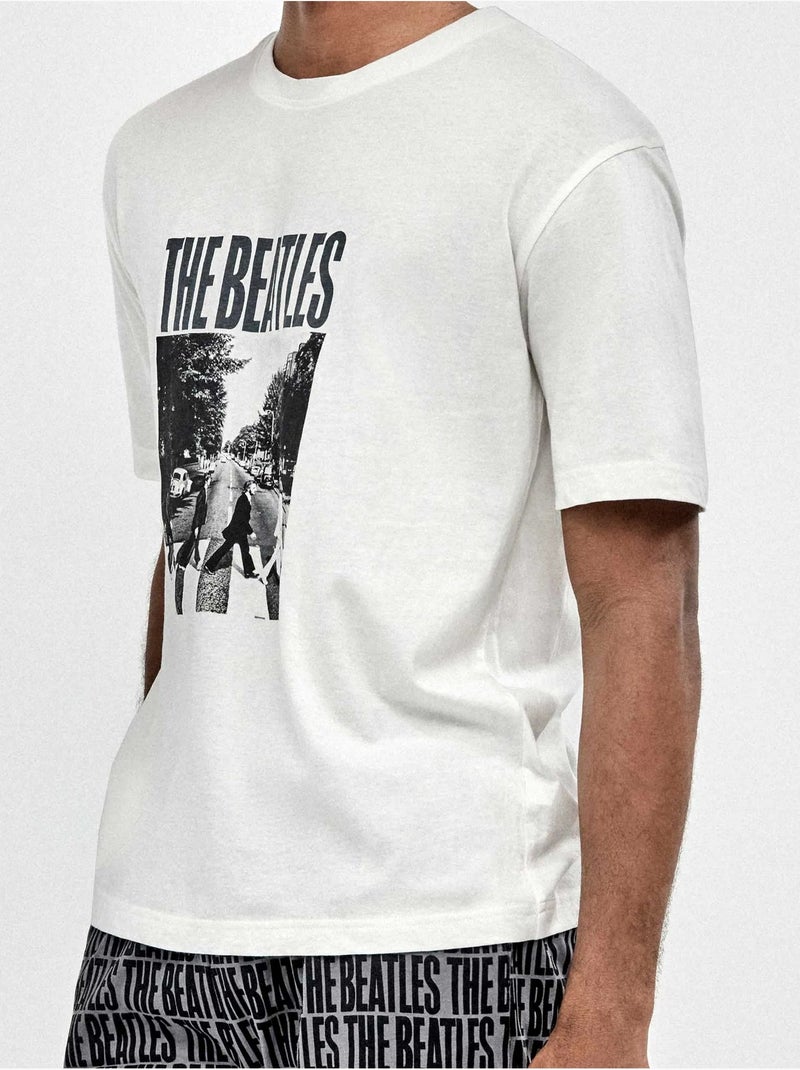 Pyjama homme imprimé The Beatles Blanc - Kiabi
