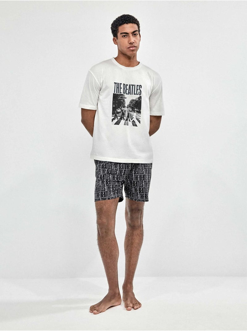Pyjama homme imprimé The Beatles Blanc - Kiabi