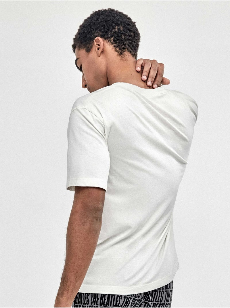 Pyjama homme imprimé The Beatles Blanc - Kiabi