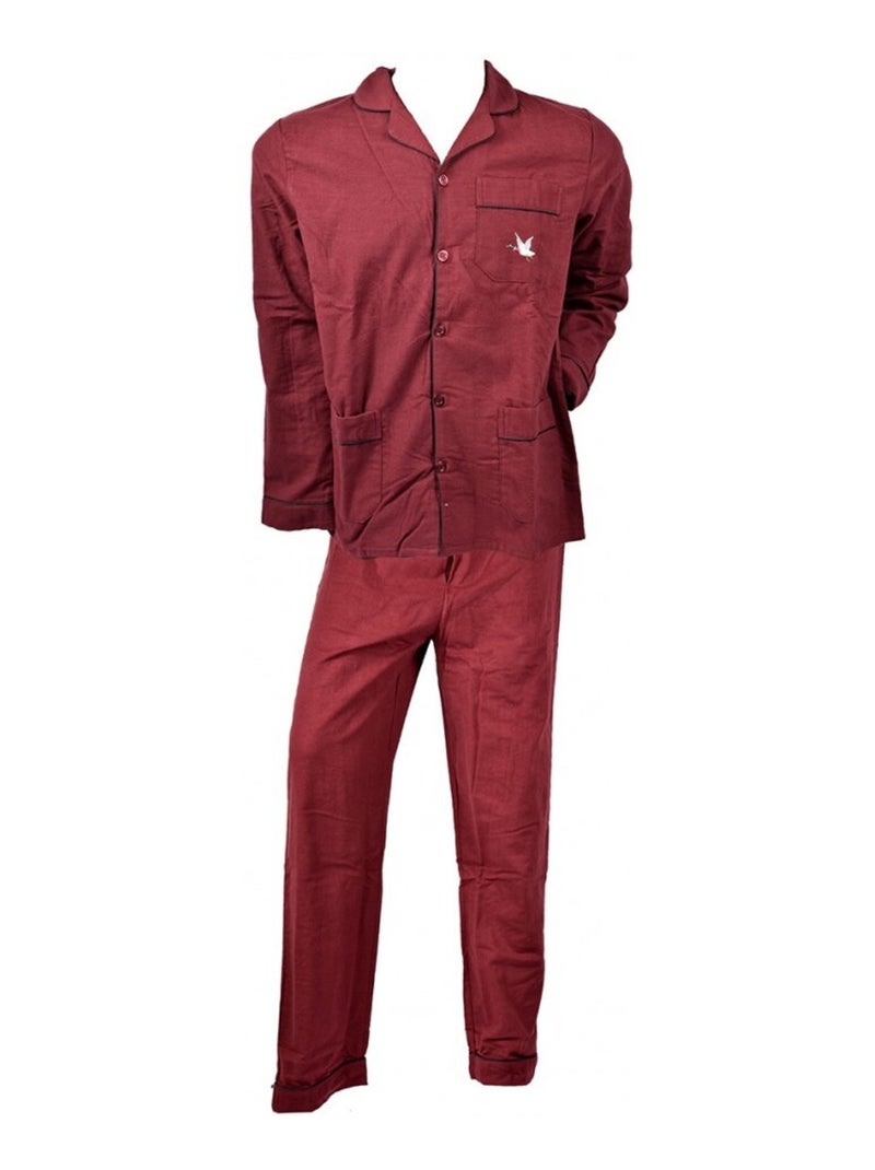 Pyjama Homme Long CHEVIGNON Boutonné Bordeaux - Kiabi